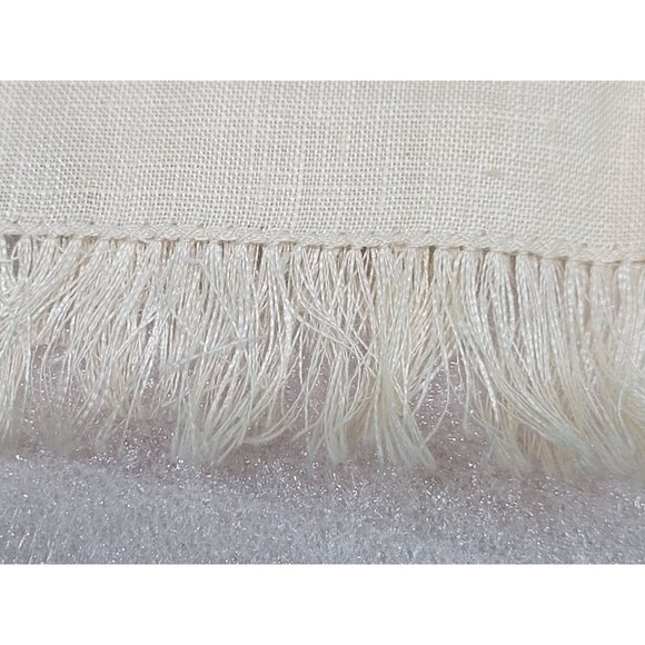 Vintage Linen Tea Towel Fingertip Fringe Embroidered Lady Sitting Bird Cage - Picture 4 of 6